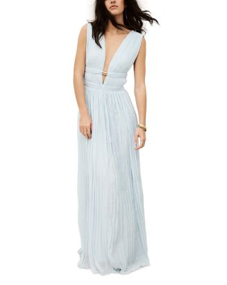 reformation tania linen dress Ba&sh - V-neck Collar Dress Tania for Women - Blue