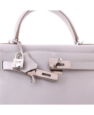 Kelly 28 Handbag Grey Clemence with Palladium Hardware