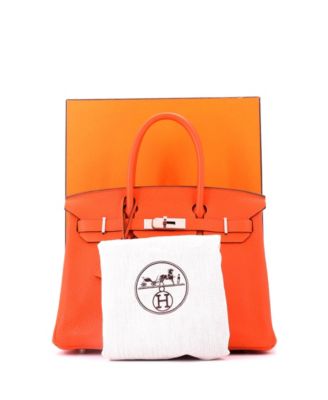 Birkin 30 Handbag Orange Clemence with Palladium Hardware