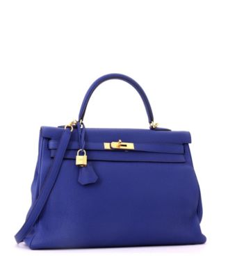 Kelly 35 Handbag Blue Togo with Gold Hardware