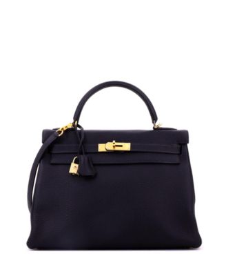 Kelly 32 Handbag Blue Togo with Gold Hardware