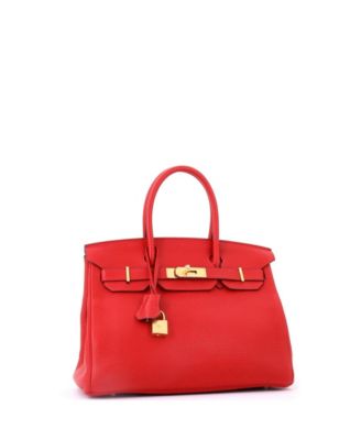 Birkin 30 Handbag Red Clemence with Gold Hardware
