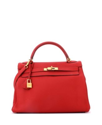 Kelly 32 Handbag Red Togo with Gold Hardware