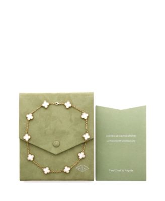  Vintage Alhambra 10 Motifs Necklace 18K Gold and Mother of Pearl, 16.75"