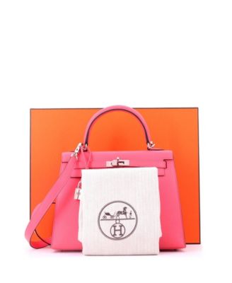 Kelly 25 Handbag Pink Chevre Mysore with Palladium Hardware