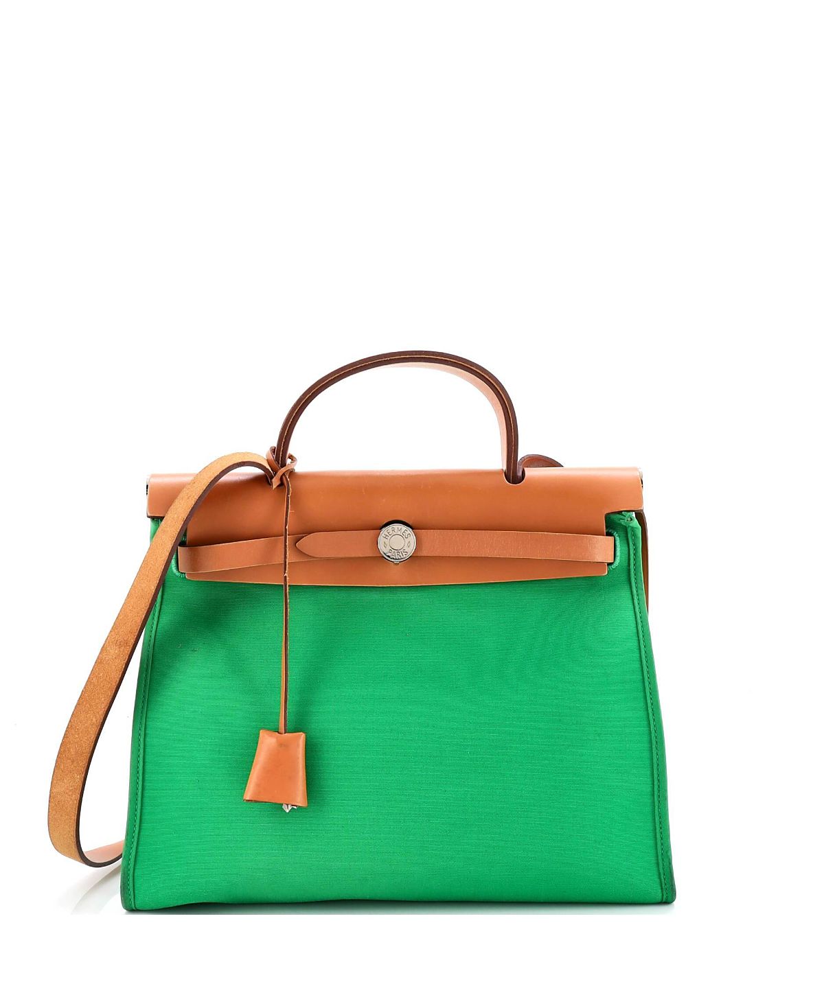 Pre-Owned HERMES 31 Herbag Zip Berline Vache Canvas and Leather