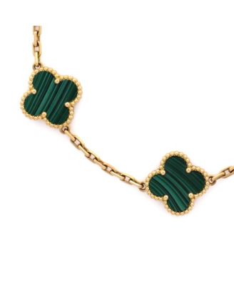  Vintage Alhambra 5 Motifs Bracelet 18K Gold and Malachite