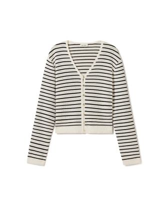 Toscana Striped Pointelle Cardigan