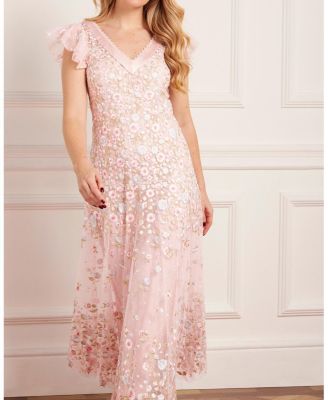 Ethereal Blooms Short Sleeve Ankle Gown