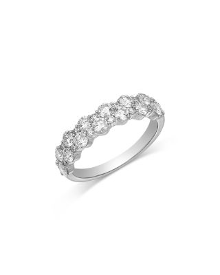 Diamond Double Row Band Ring in 18K white Gold, 1.2 tcw