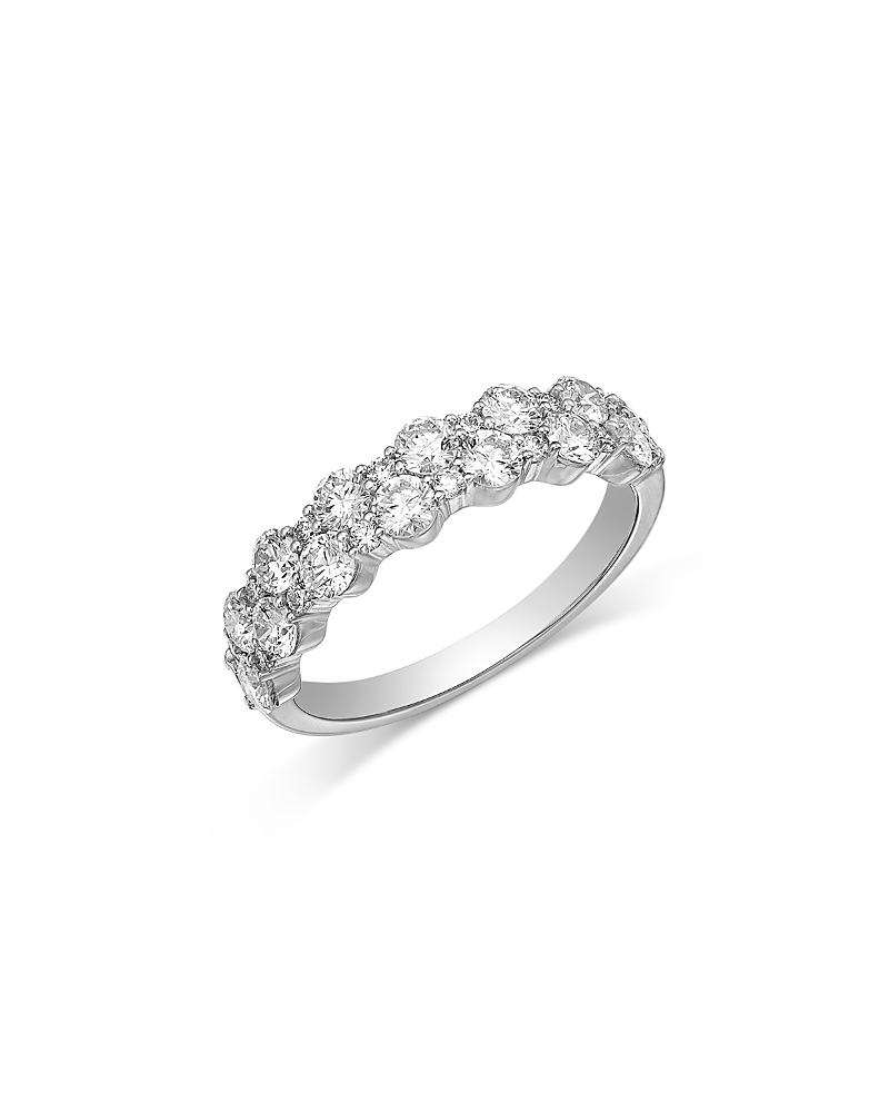 Bloomingdale's Fine Collection Diamond Double Row Band Ring in 18K white Gold, 1.2 tcw