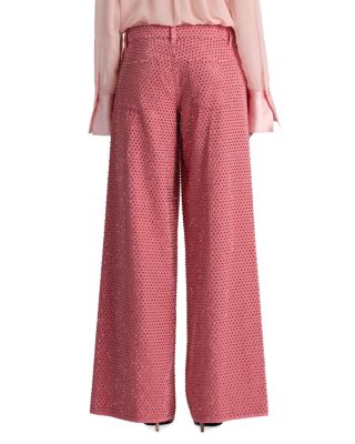 Amazing Embellished High Rise Wide Leg Jeans in Deep Rose/Rose Gold