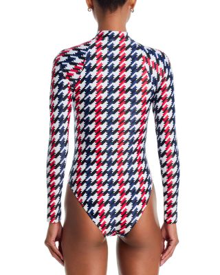 Half Zip Long Sleeve One Piece Swimsuit