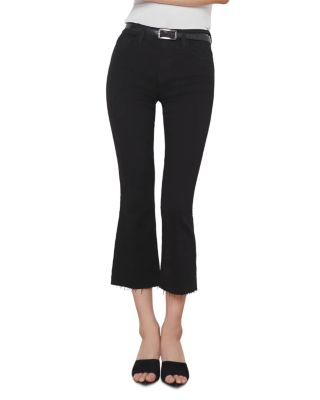 Kendra High Rise Crop Flare Jeans in Black