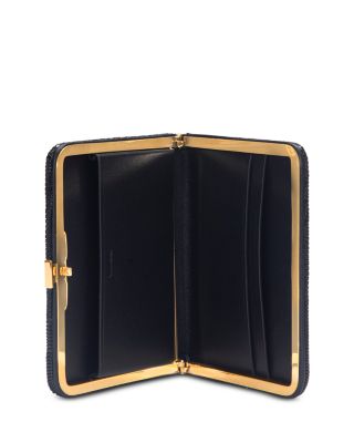 Lizard-Embossed Leather Frame Wallet