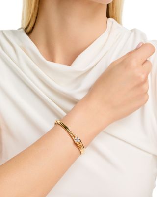 18K White & Yellow Gold Love in Verona Diamond Bypass Bangle Bracelet