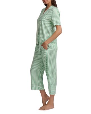 Notch Collar Cropped Pajama Set