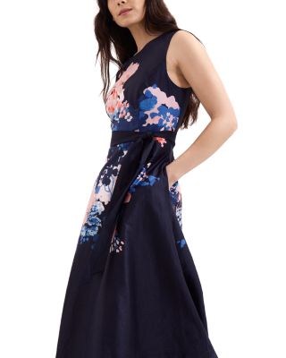 Natalya Fit and Flare Floral Printed Midi Dress 