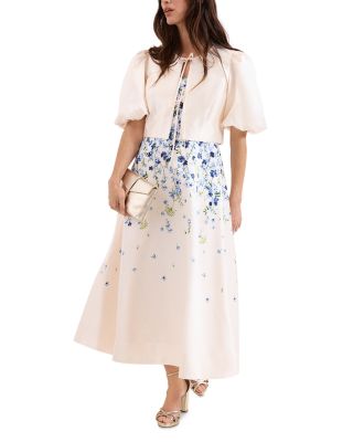 Orla Cream Satin Floral Midi Dress