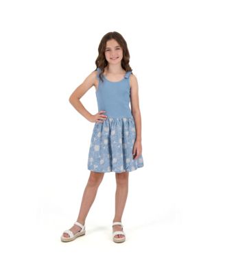  Girls' Rib Knit Bow Shoulder Dress - Big Kid
