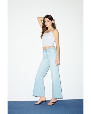 Cropped Mid Rise Wide Leg Jeans in Silver Springs