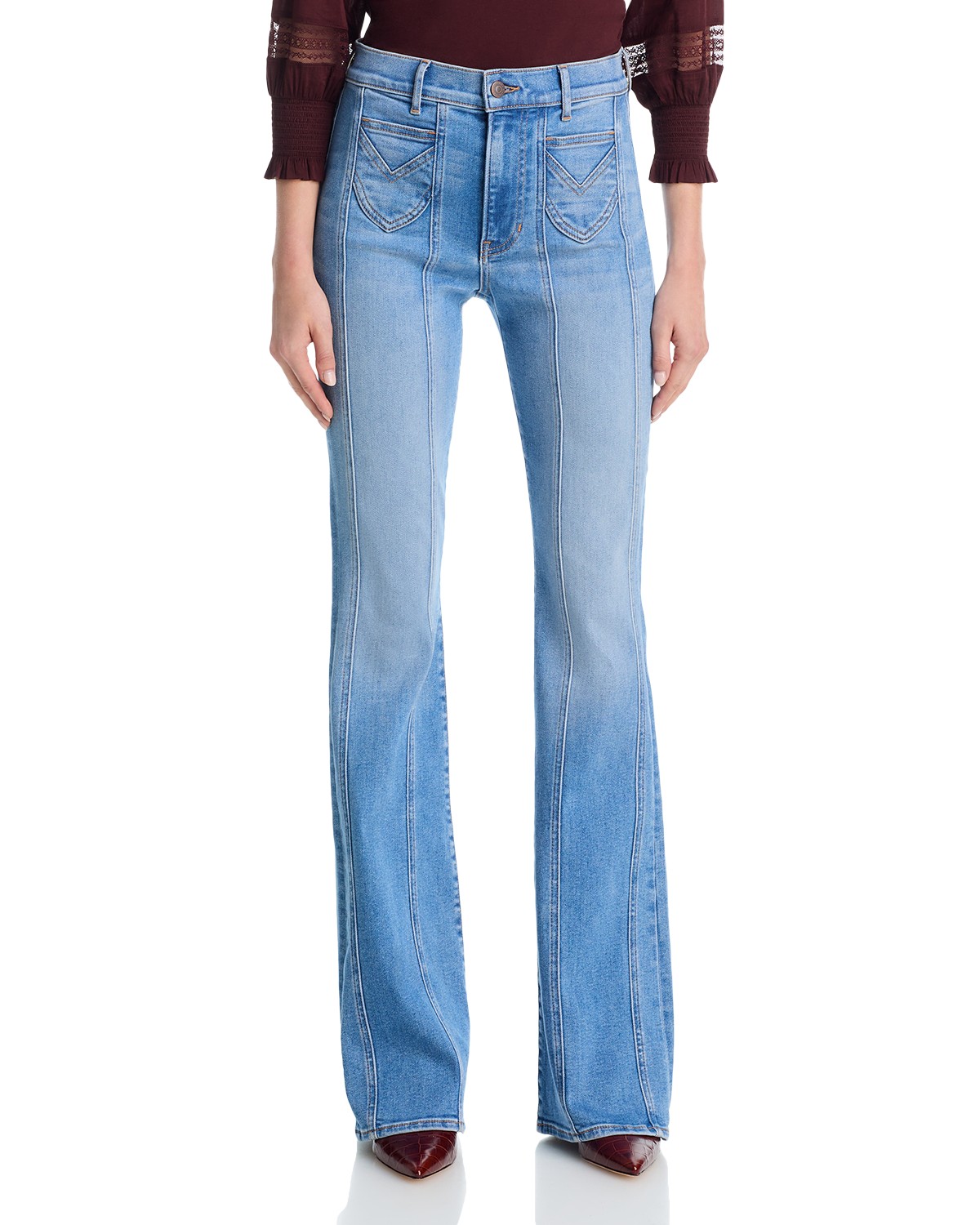 Beverly High Rise Skinny Flare Leg Jeans in Sneak Peek