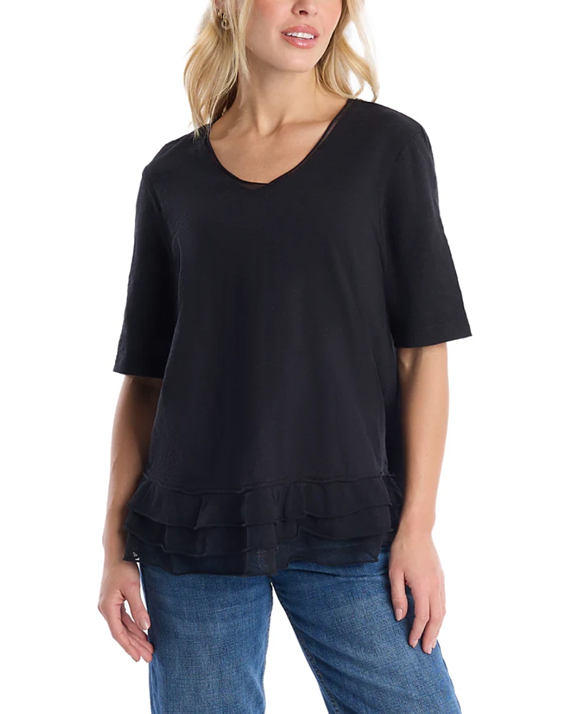 Wilt Clothing Elbow Sleeve Mixed Media Tee