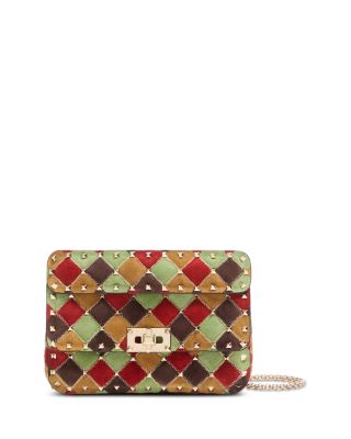 Rockstud Spike Small Embellished Suede Shoulder Bag
