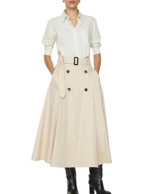  Gabardine Trench Midi Skirt