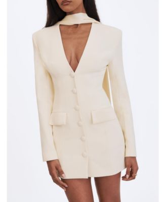 Jeannie Cream Blazer Mini Dress with Scarf