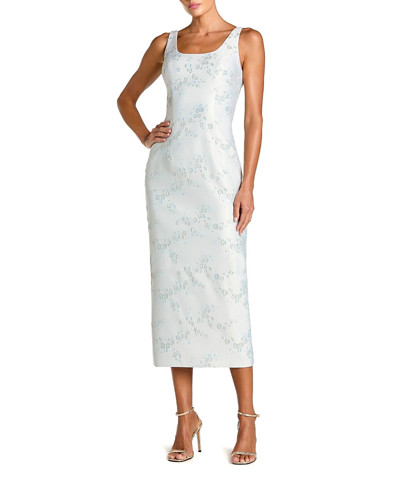 Mac Duggal Brocade Sleeveless Scoop Neck Midi Dress