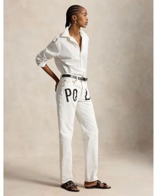Logo High Rise Relaxed Straight Jeans in Laurea Wash