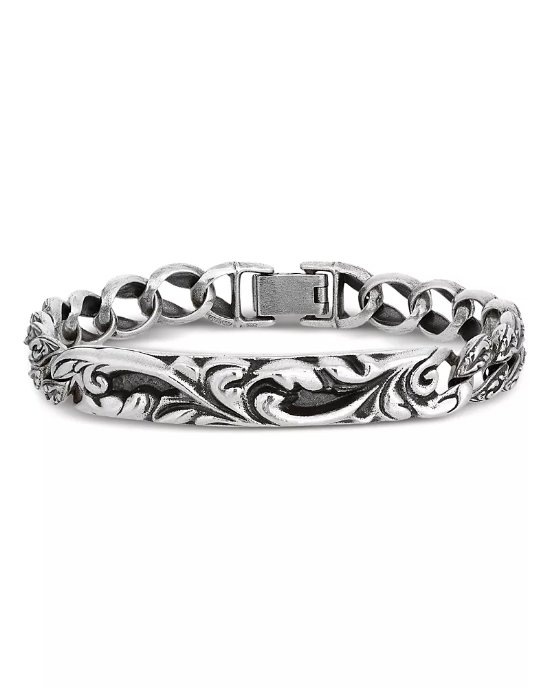 John Varvatos Men's Sterling Silver Gothic Design Link Bracelet
