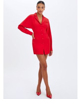  Blythe Cherry Red Batwing Blazer Mini Dress