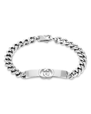 Sterling Silver Interlocking G ID Plate Curb Link Bracelet