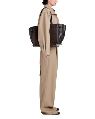 Days Large Striped Leather & Suede Tote Bag