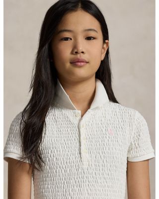 Girls' Smocked Stretch Mesh Polo Dress - Big Kid