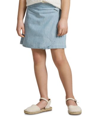 Girls' Indigo Chambray Faux-Wrap Skort - Little Kid