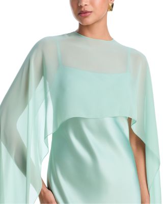 Long Satin Dress with Chiffon Overlay - Exclusive 
