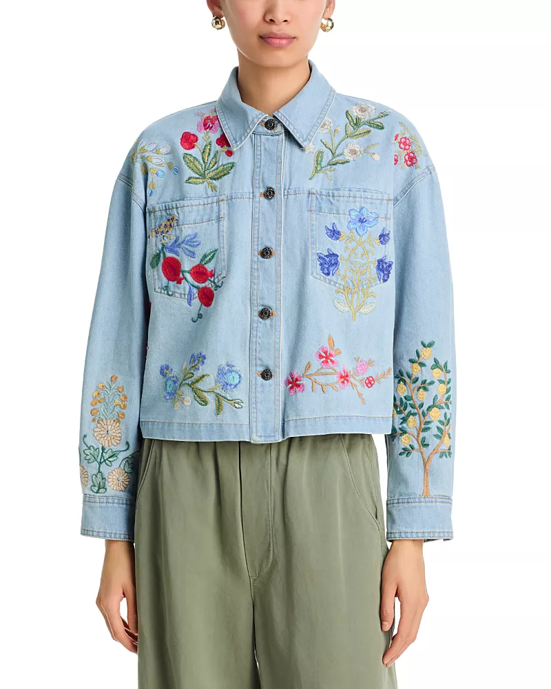 Johnny Was Beatrix Cropped Denim Jacket