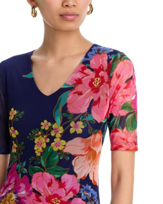 Elbow Sleeve V Neck Mesh Midi Dress