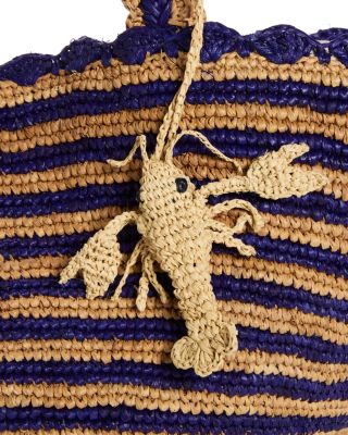 Stripe Fan Raffia Tote