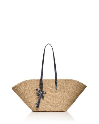 East West Large Straw Beach Tote Bag 