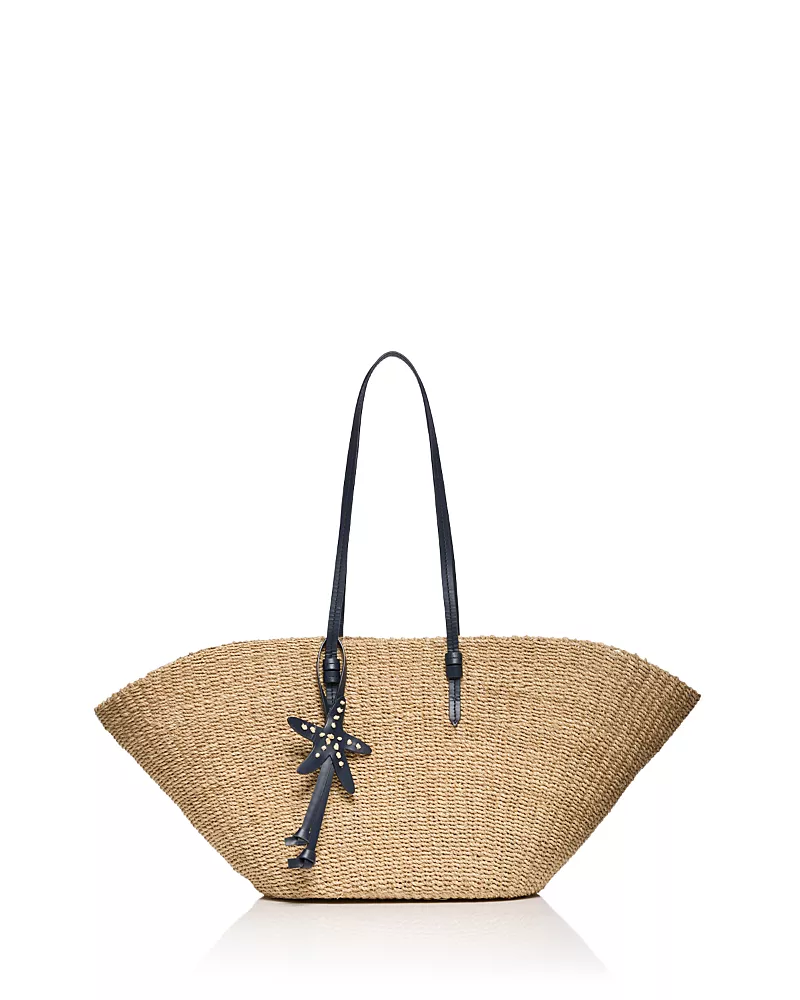 Poolside East West Large Straw Beach Tote Bag