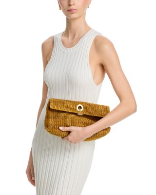 Anchor Raffia Effect Clutch