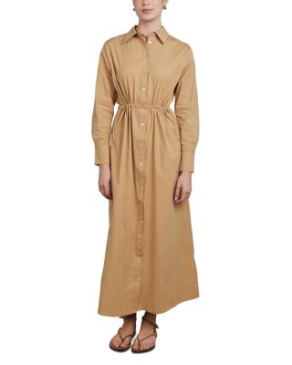 Drawstring Waist Maxi Shirtdress