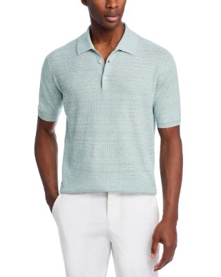 M&eacute;lange Parquet Stitch Knit Polo Shirt