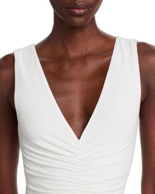 Inez V Neck Ruched Midi Dress