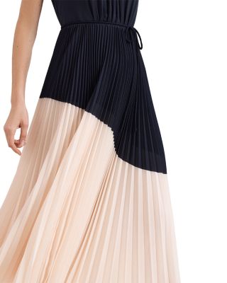 Kimira Navy Pleated Maxi Dress 