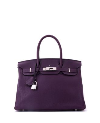 Birkin 30 Handbag Purple Clemence with Palladium Hardware